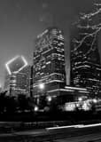 Vertical The Chicago Skyline from Columbus Drive and Randolph St. landscape black and white Photography