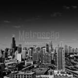 Square The Chicago Skyline from McCormick Place landscape black and white Photography