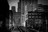 Horizontal Chicago Street Station on the Brown Line landscape black and white Photography