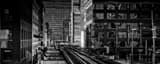Panoramic Chicago Street Station on the Brown Line landscape black and white Photography