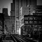 Square Chicago Street Station on the Brown Line landscape black and white Photography