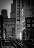 Vertical Chicago Street Station on the Brown Line landscape black and white Photography
