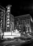 Vertical The Chicago Theatre landscape black and white Photography