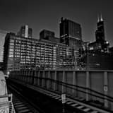 Square Clinton Street El Station landscape black and white Photography