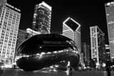 Horizontal Cloud Gate in Millenium Park landscape black and white Photography