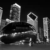 Square Cloud Gate in Millenium Park landscape black and white Photography