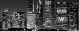 Panoramic Cubs FLY-THE-W Message in Chicago Skyline landscape black and white Photography