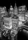 Vertical Chicago at Night landscape black and white Photography