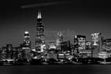 Horizontal The Downtown Chicago Skyline from Adler Planetarium landscape black and white Photography