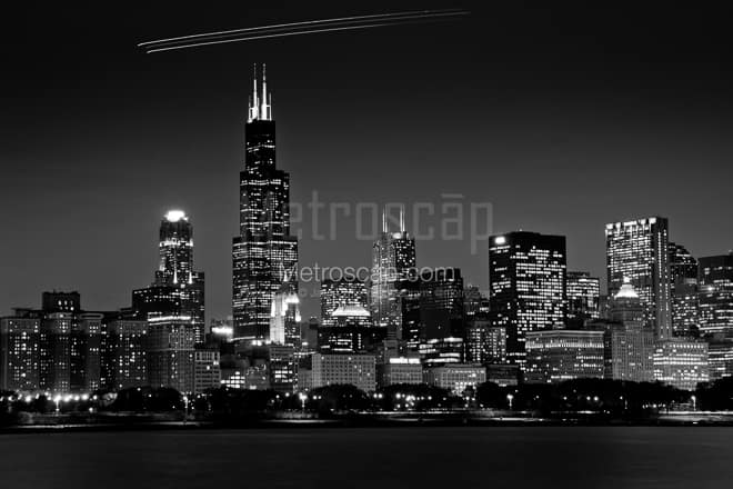 The Downtown Chicago Skyline from Adler Planetarium -- Chicago Black and White Photos