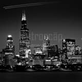 Square The Downtown Chicago Skyline from Adler Planetarium landscape black and white Photography