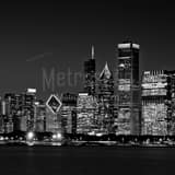 Square The Chicago Skyline from Adler Planetarium landscape black and white Photography