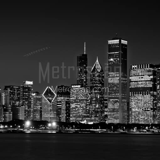 The Chicago Skyline from Adler Planetarium -- Chicago Black and White Photography