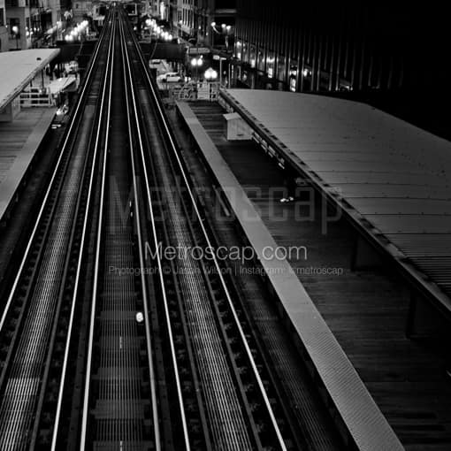 Empty L Tracks -- Chicago Black and White Photography