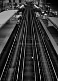Vertical Empty L Tracks landscape black and white Photography