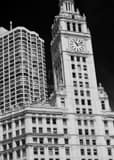 Vertical The Facade of the Wrigley Building landscape black and white Photography
