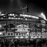 Square The First World Series Game at Wrigley Field in 71 Years landscape black and white Photography