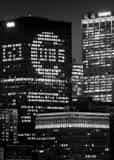 Vertical Go Cubs in the CNA Building landscape black and white Photography