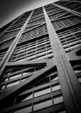 Vertical Hancock Building Support Beams landscape black and white Photography