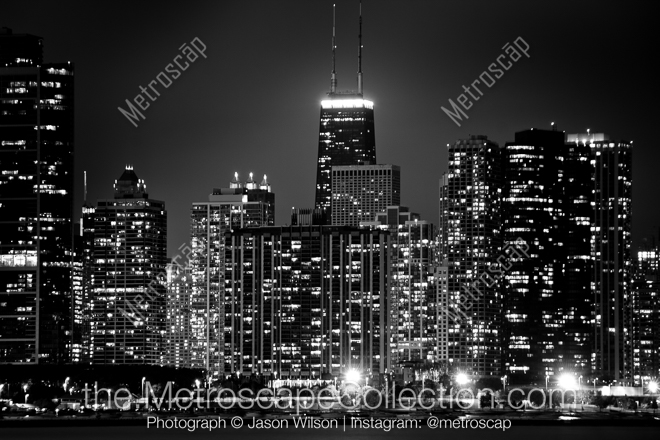 The John Hancock Building from the Planetarium -- Chicago Black and White Photos