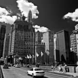 Square The London Guarantee Building at Michigan Avenue and Wacker Drive landscape black and white Photography
