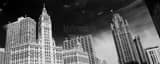 Panoramic Magnificent Michigan Avenue and the Tribune and Wrigley Buildings landscape black and white Photography