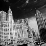 Square Magnificent Michigan Avenue and the Tribune and Wrigley Buildings landscape black and white Photography