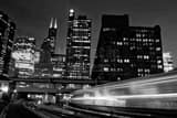 Horizontal A Metra Train Arrives in Chicago from Milwaukee landscape black and white Photography