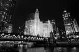 Horizontal Michigan Ave from Lower Wacker Drive landscape black and white Photography