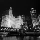 Square Michigan Ave from Lower Wacker Drive landscape black and white Photography