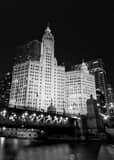 Vertical Michigan Ave from Lower Wacker Drive landscape black and white Photography