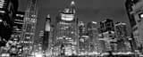 Panoramic Michigan Avenue at the Chicago River landscape black and white Photography
