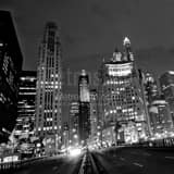Square Michigan Avenue at the Chicago River landscape black and white Photography