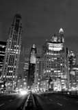 Vertical Michigan Avenue at the Chicago River landscape black and white Photography