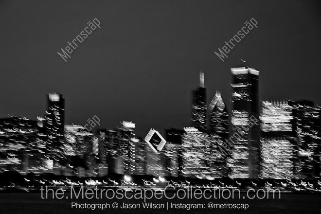 The Prudential Building part of the Chicago Skyline Blurry -- Chicago Black and White Photos
