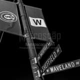 Square Sheffield and Waveland Street Signs landscape black and white Photography