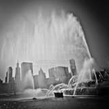 Square Spray from the Buckingham Fountain landscape black and white Photography