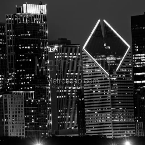 The Top of the Smurfit Stone Building -- Chicago Black and White Photography