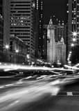 Vertical Traffic on Michigan Avenue at Monroe landscape black and white Photography