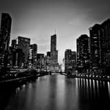 Square The Trump Tower Looking Down the Chicago River Framed Photos