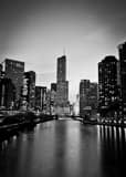 Vertical The Trump Tower Looking Down the Chicago River Framed Photos