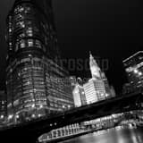 Square Trump Tower and the Wrigley Building landscape black and white Photography