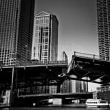 Square The Wabash Avenue Draw Bridge landscape black and white Photography