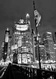 Vertical Wacker Drive and Michigan Avenue at Night landscape black and white Photography