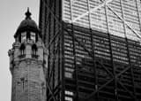 Horizontal The Water Tower and Hancock Building landscape black and white Photography
