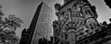 Panoramic The Water Tower and Hancock Building landscape black and white Photography