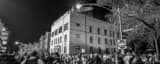 Panoramic Waveland Avenue Rooftops and Ballhawks during the 2016 World Series landscape black and white Photography