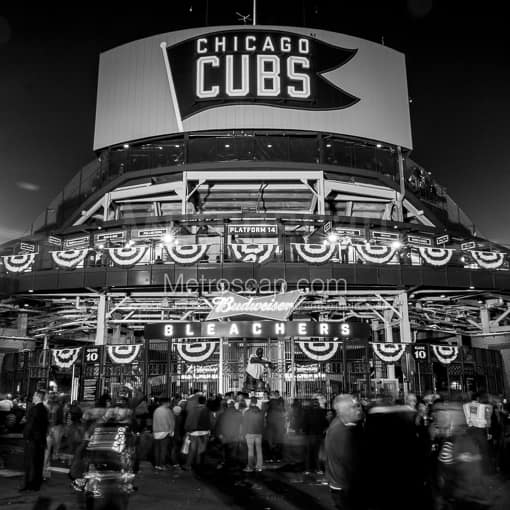 The Waveland and Sheffield Bleacher Entrance of Wrigley Field -- Chicago Black and White Photography