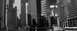 Panoramic The Wendella Boat Tours Load Up for another Architectural Tour on the Chicago River landscape black and white Photography