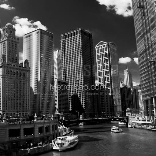 The Wendella Boat Tours Load Up for another Architectural Tour on the Chicago River -- Chicago Black and White Photography
